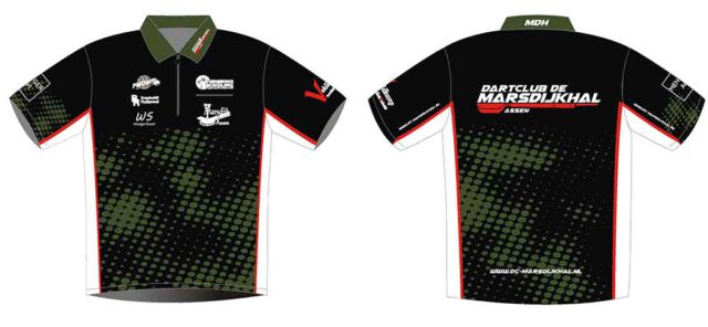 groen/zwarte shirts met witte en rode bedrukking